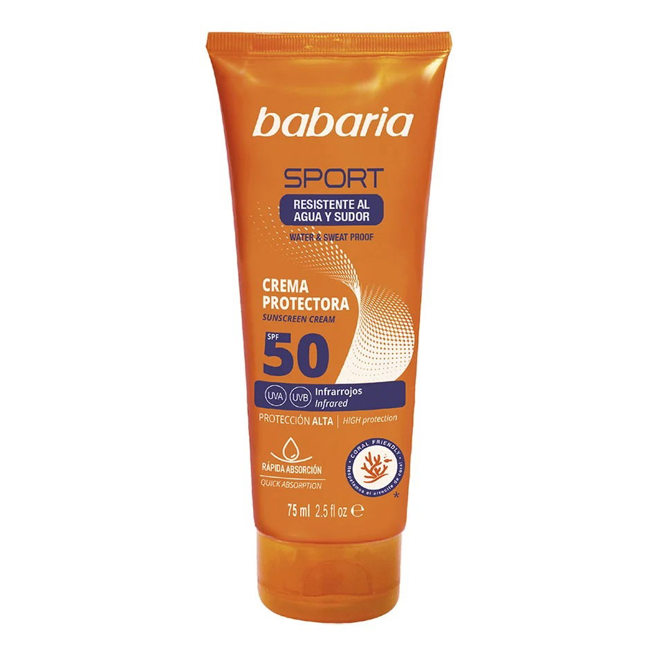Babaria, Sport, Sun Protection, Sunscreen Cream, SPF 50, 75 ml
