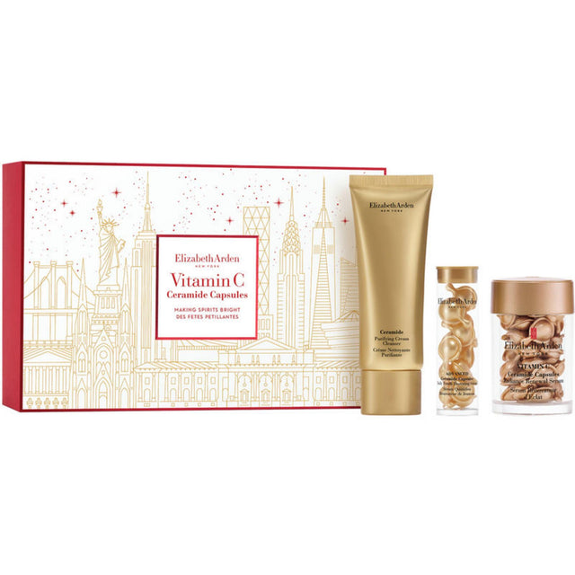 Set Elizabeth Arden: Ceramide, Eliminates Impurities, Cleansing Cream, 50 ml + Ceramide, Vitamin C, Restorative, Serum Capsules, For Face, 30 pcs + Ceramide, Hyaluronic & Ceramides Acid, Moisturizing, Serum Capsules, Face, 14 pcs - Feel You