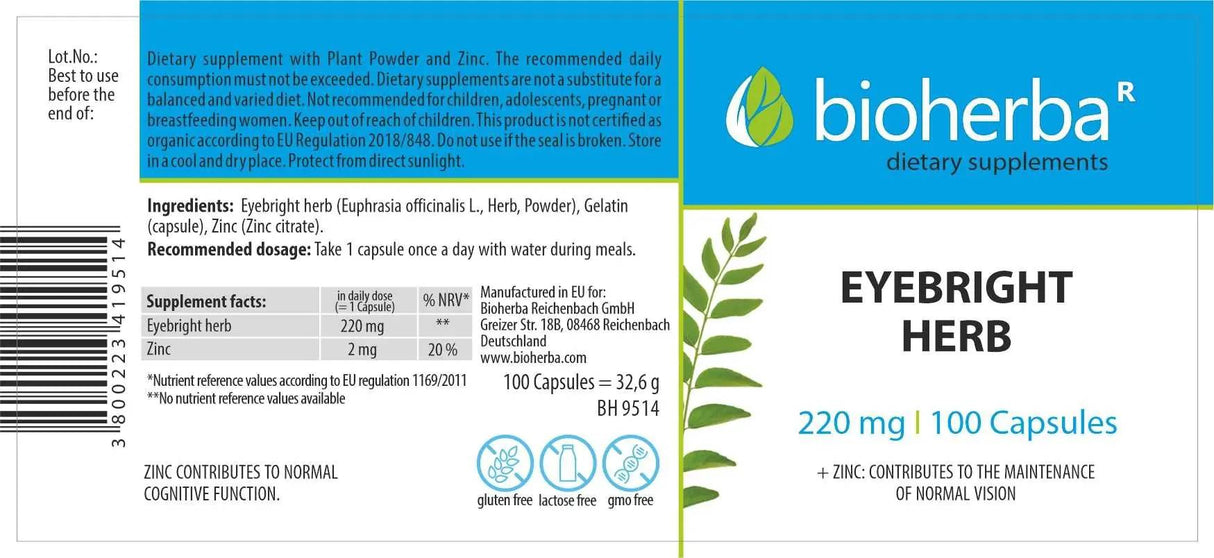 Eyebright Herb 220 mg - 100 капсули - Feel You