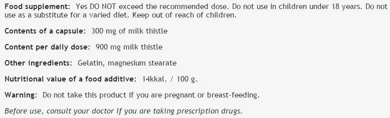 Milk Thistle 300 mg - 100 капсули - Feel You