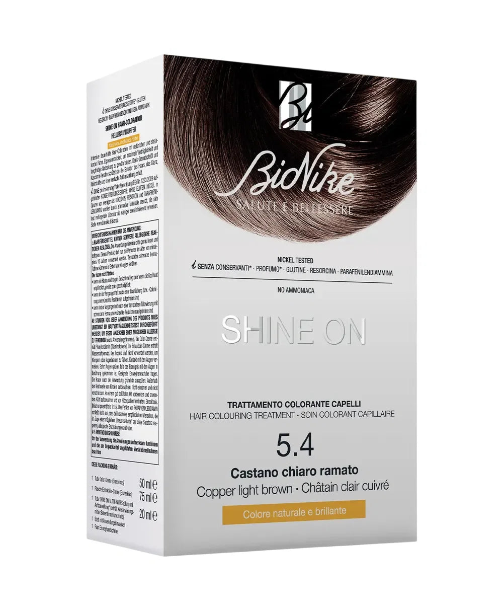 BioNike, Shine On, Permanent Hair Dye, 5.4 Copper Light Brown, 145 ml