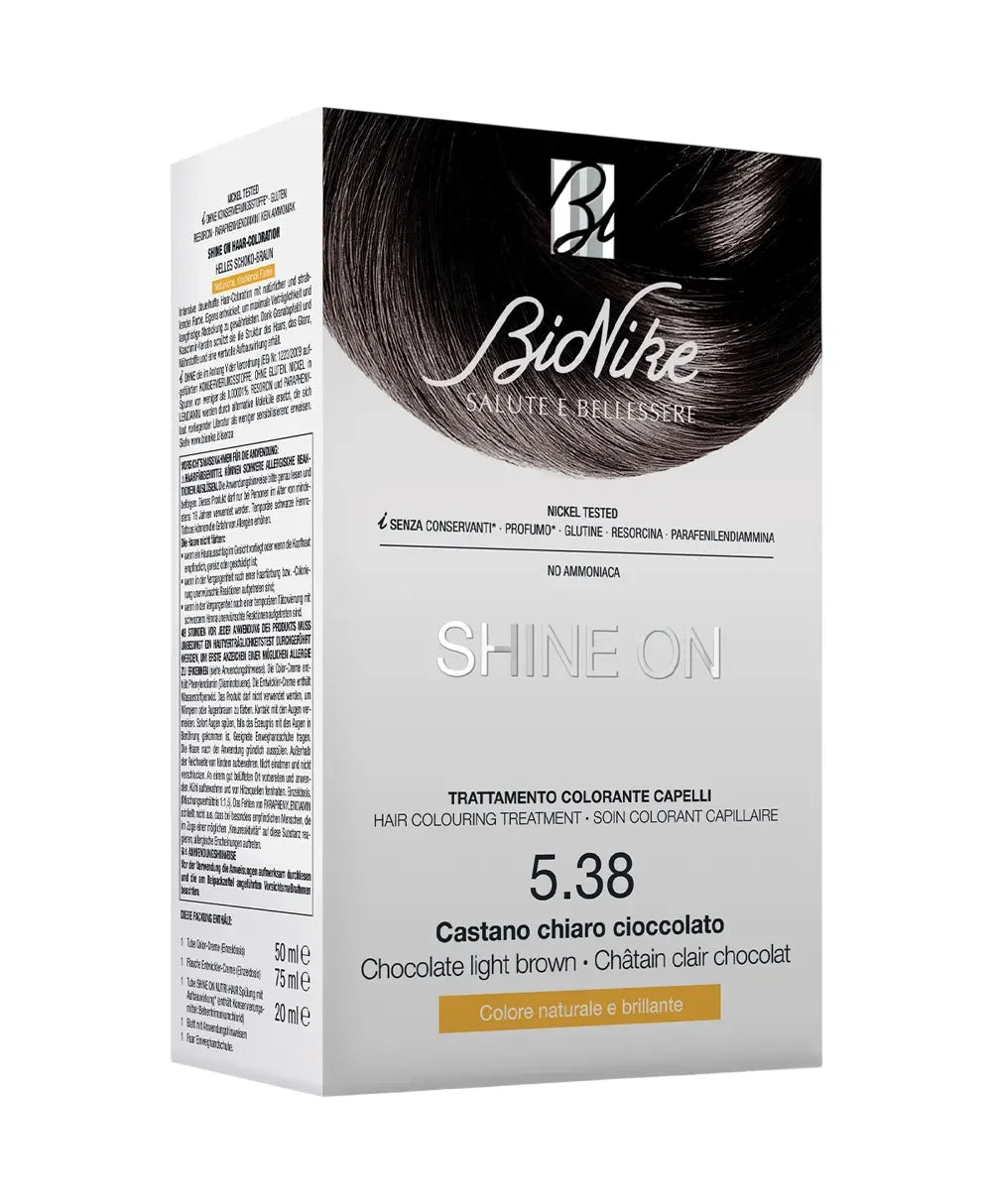 BioNike, Shine On, Permanent Hair Dye, 538 Light Chocolate Brown, 145 ml
