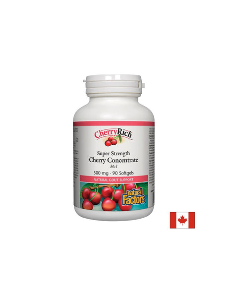 При подагра - Череша супер концентрат - CherryRich™ 500 mg, 90 софтгел капсули Natural Factors - Feel You