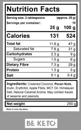 Keto Cream | Pecan & Salted Caramel + MCT - 250 грама