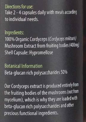 Organic Cordyceps Extract 400 mg - 60 капсули