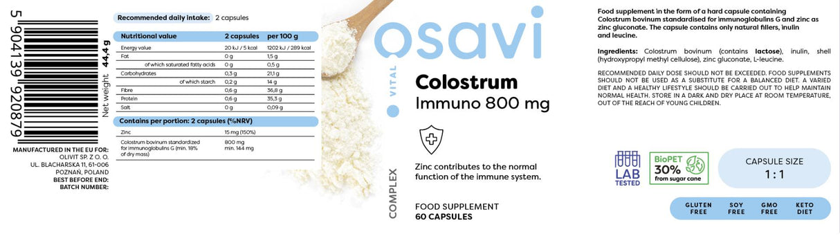 Colostrum Immuno 800 mg - 60 капсули - Feel You