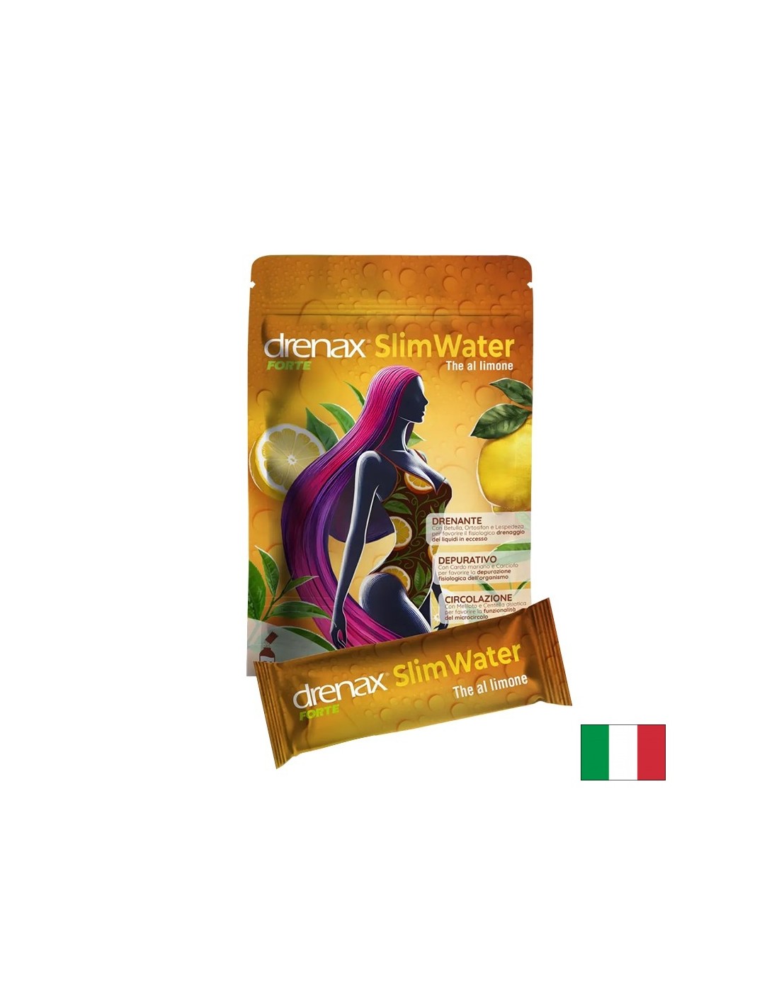 Детокс и дренаж - Билкова формула Drenax Forte, 24 сашета с вкус на лимонов чай