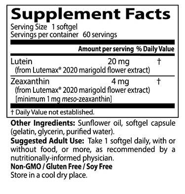 BEST Lutein 20 mg - 60 Гел капсули - Feel You