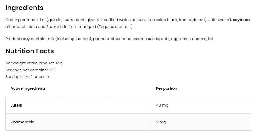 Lutein Forte / with Zeaxanthin - 60 Гел капсули - Feel You