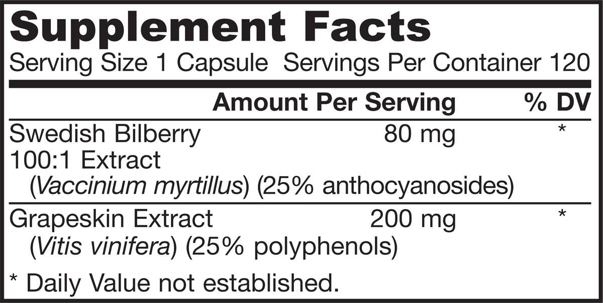 Bilberry + Grapeskin Polyphenols 280 mg - 120 капсули - Feel You