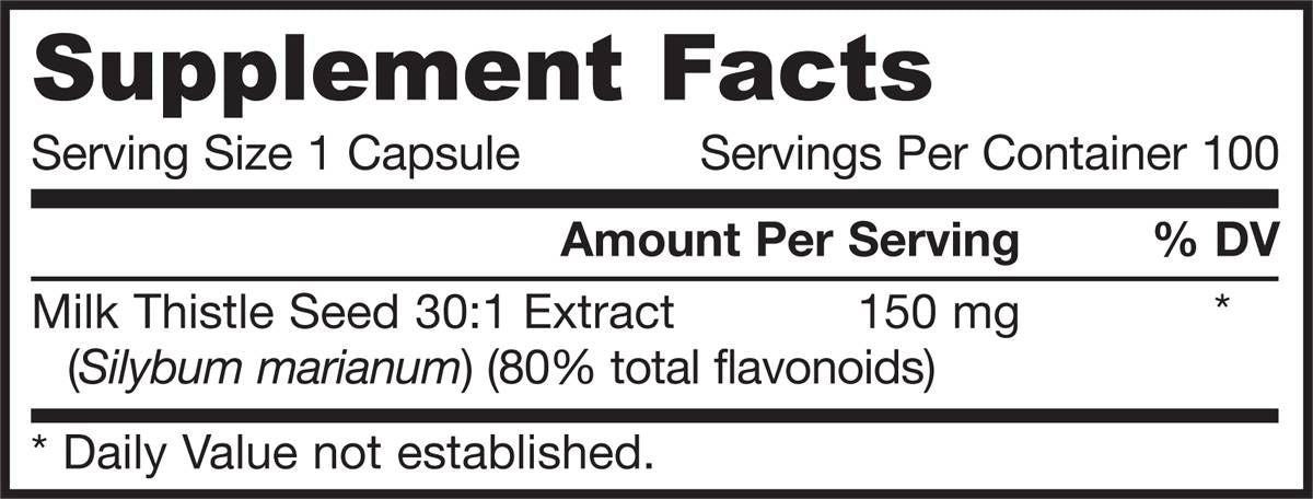 Milk Thistle 150 mg | Standardized 30:1 Extract - 200 капсули - Feel You