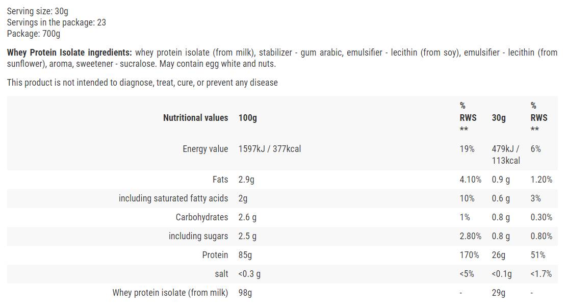 Whey Protein Isolate - 700 грама - Feel You