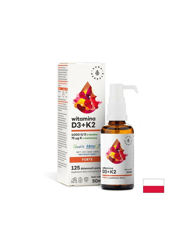 Кости и стави - Витамин D3 1000 IU + K2 18.75 µg Форте, 50 ml орален спрей - Feel You