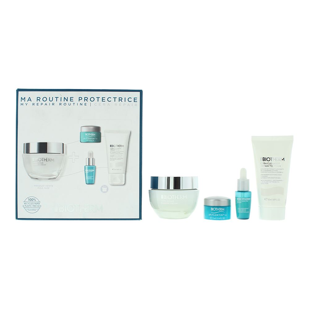 Set Biotherm: Life Plankton, Anti-Ageing, Morning & Evening, Eye Cream, 5 ml + Life Plankton Elixir, Regenerating, Day & Night, Serum, For Face, 7 ml + Cera Repair, Barrier Repair, Cream, For Face, 50 ml + Cera, Eliminates Impurities, Cleansing Foaming... - Feel You