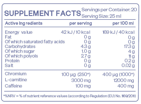 HS LABS - L-CARNITINE 3000 - WITH CAFFEINE AND CHROMIUM - 500 ml