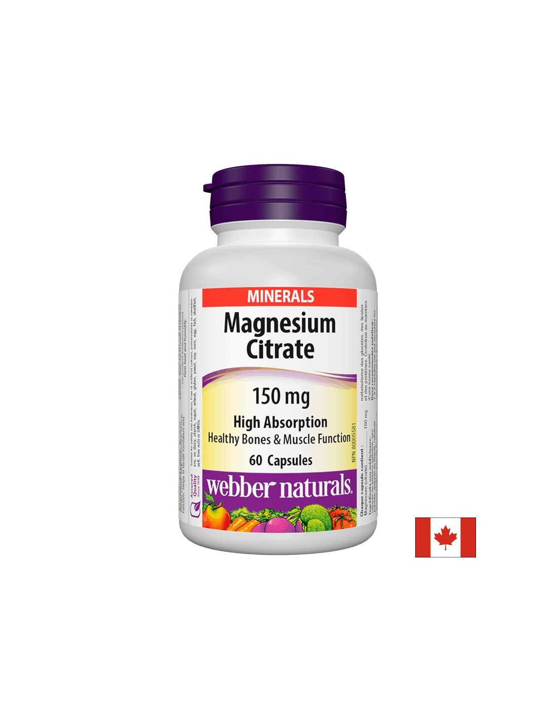 Magnesium Citrate / Магнезий цитрат /С висока абсорбция/ 150 mg, 60 капсули Webber Naturals - Feel You