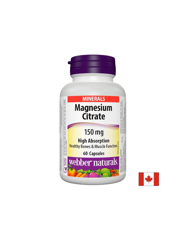 Magnesium Citrate / Магнезий цитрат /С висока абсорбция/ 150 mg, 60 капсули Webber Naturals - Feel You