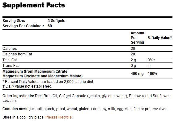Magnesium Citrate Softgels - 180 Гел капсули - Feel You