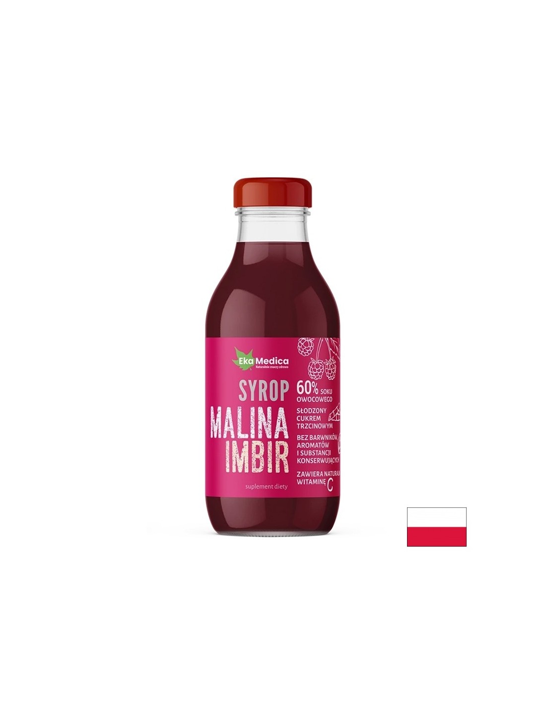 Raspberry + Ginger + Acerola – For digestion and immunity, syrup 300 ml