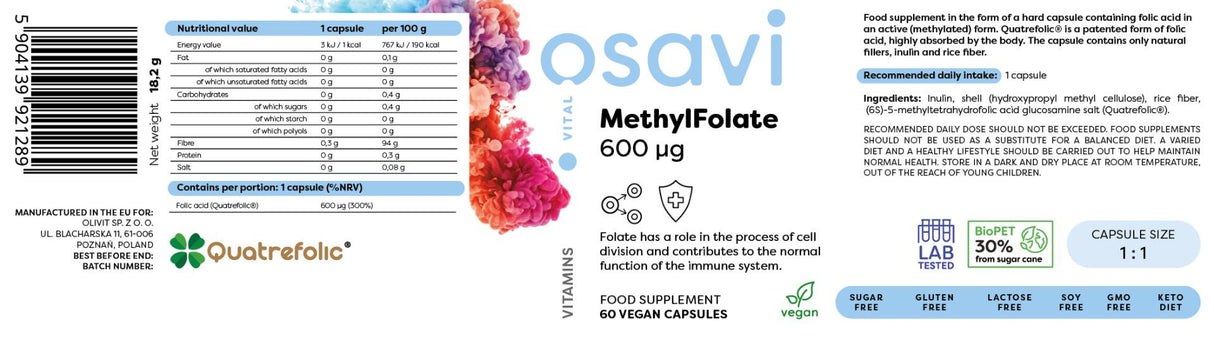 MethylFolate 600 mcg | with Quatrefolic® - 60 капсули - Feel You