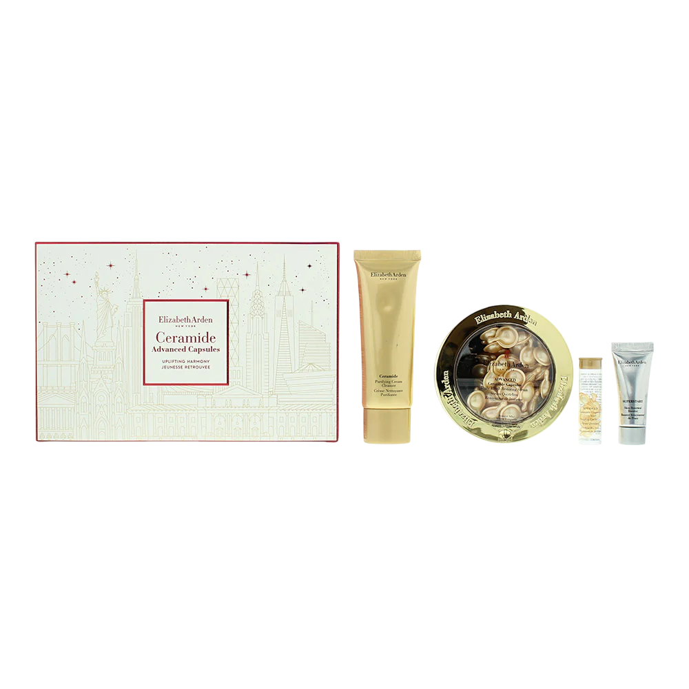 Set Elizabeth Arden: Advanced Ceramide, Restoring & Refreshing, Serum Capsules, Face, 60 pcs + Advanced Ceramide, Restorative, Eye Serum, 7 pcs + Ceramide, Eliminates Impurities, Cleansing Cream, 50 ml + Superstart , Restorative, Serum, 5 ml - Feel You