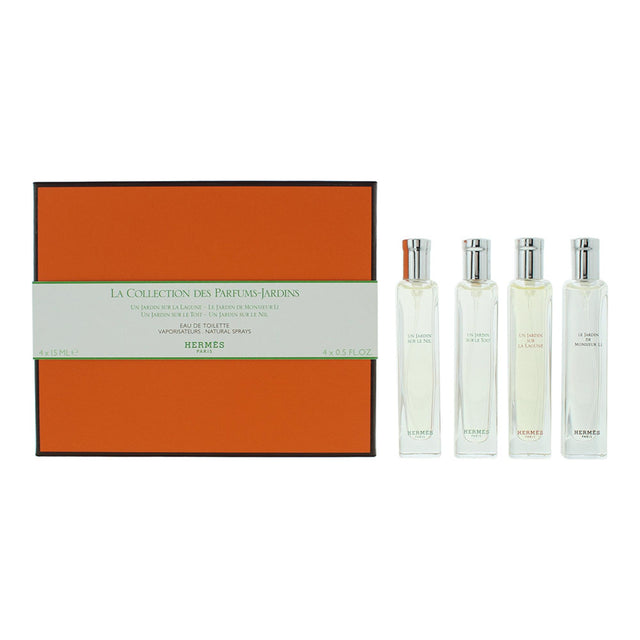 Set Hermes: Un Jardin Sur Le Nil, Eau De Toilette, Unisex, 15 ml + Un Jardin Sur Le Toit, Eau De Toilette, Unisex, 15 ml + Un Jardin Sur La Lagune, Eau De Toilette, Unisex, 15 ml + Le Jardin de Monsieur Li, Eau De Toilette, For Women, 15 ml - Feel You