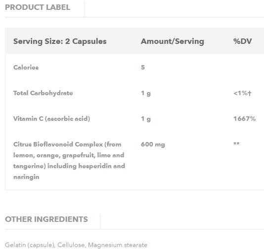 Vitamin C with Bioflavonoids 500 mg - 100 капсули - Feel You