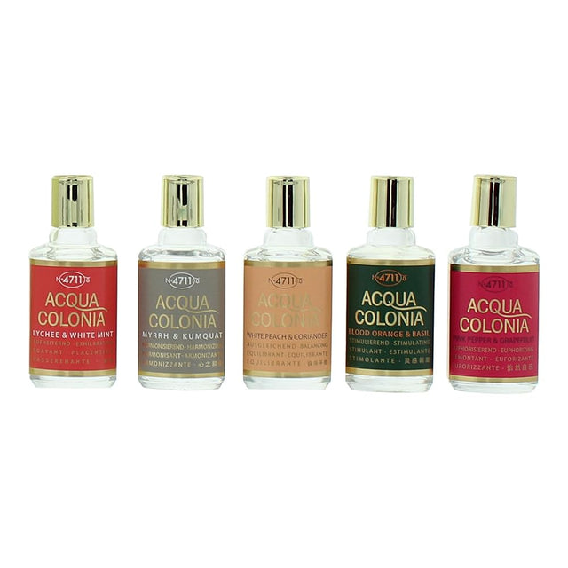 Set 4711: Acqua Colonia Lychee & White Mint, Eau De Cologne, Unisex, 8 ml + Acqua Colonia Myrrh & Kumquat, Eau De Cologne, Unisex, 8 ml + Acqua Colonia White Peach & Coriander, Eau De Cologne, Unisex, 8 ml + Acqua Colonia Blood Orange & Basil, Eau De C... - Feel You