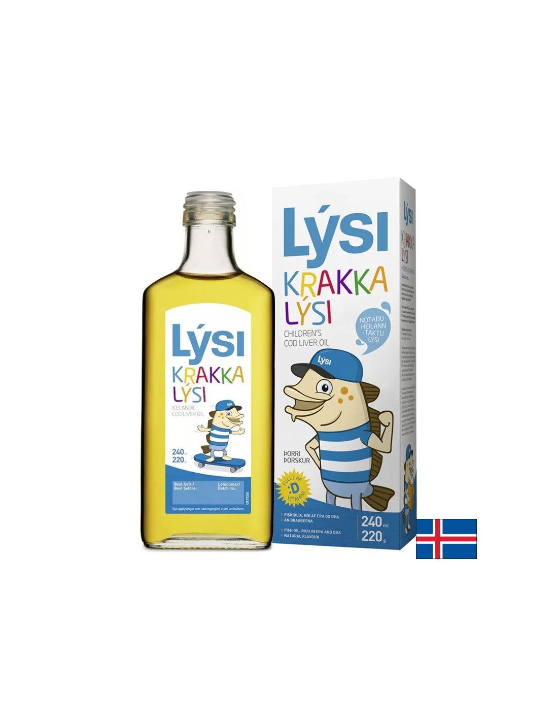 Omega-3 – Icelandic cod liver oil - EPA – 690 mg, DHA – 1290 mg (+ vitamins A &amp; D3), 2390 mg, 240 ml