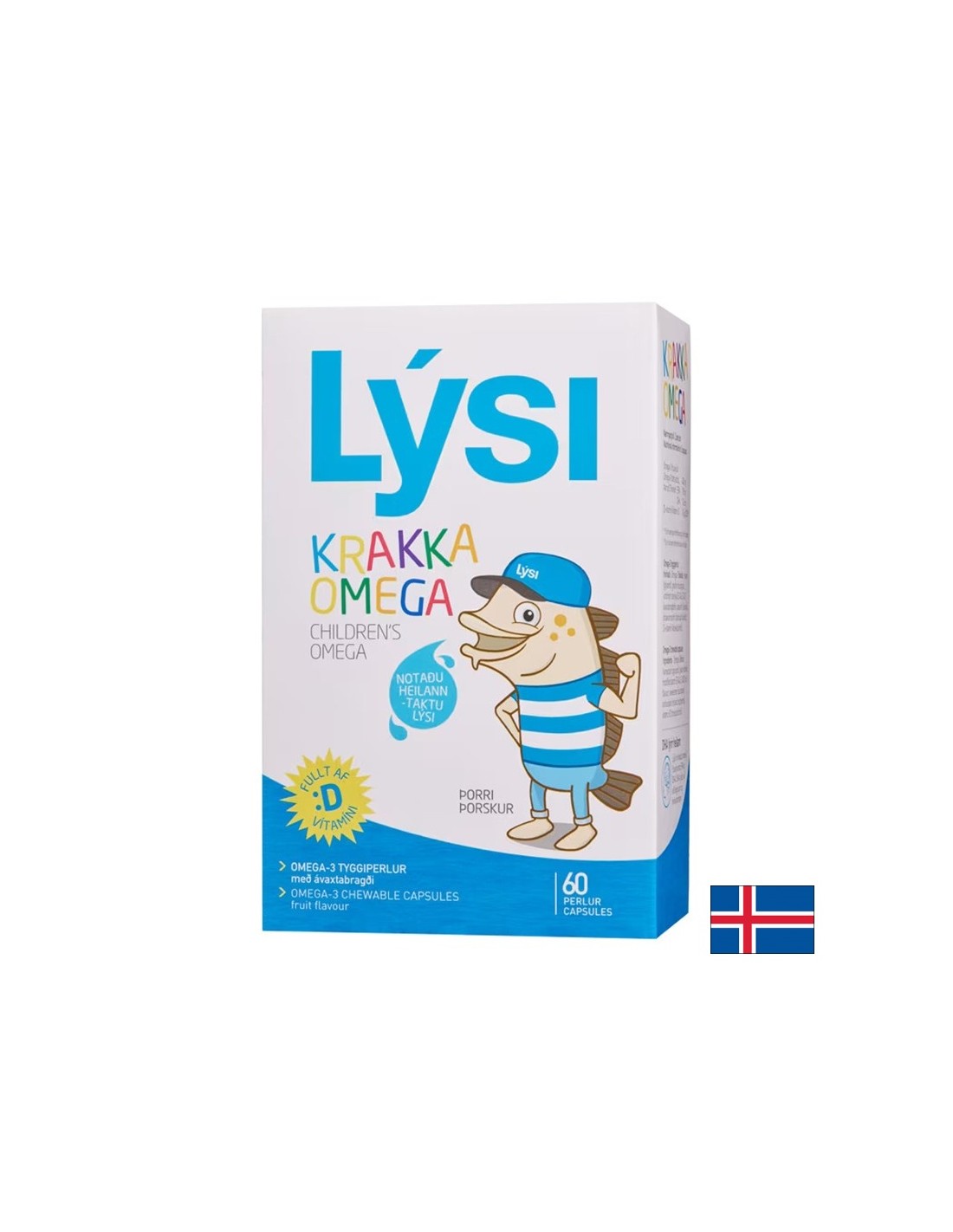 Omega-3 for Children - Icelandic Cod Liver Oil + Vitamin D3, 60 Chewable Softgels with Fruit Flavor