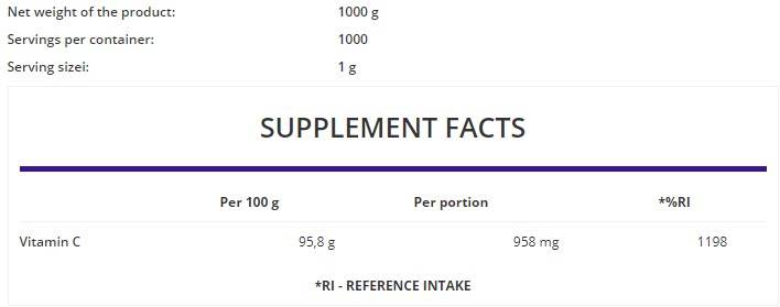 Vitamin C Powder / Flavored 1000 грама - Feel You