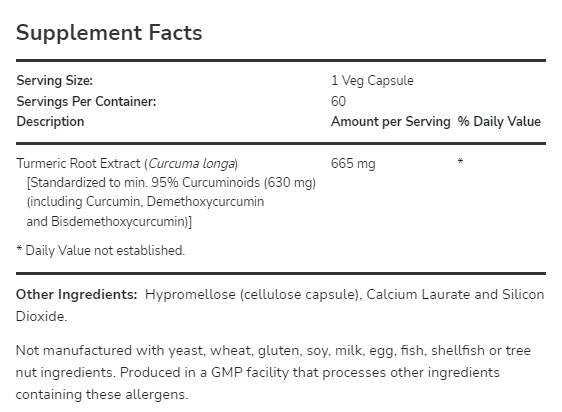Turmeric Curcumin 665 mg - 120 капсули - Feel You