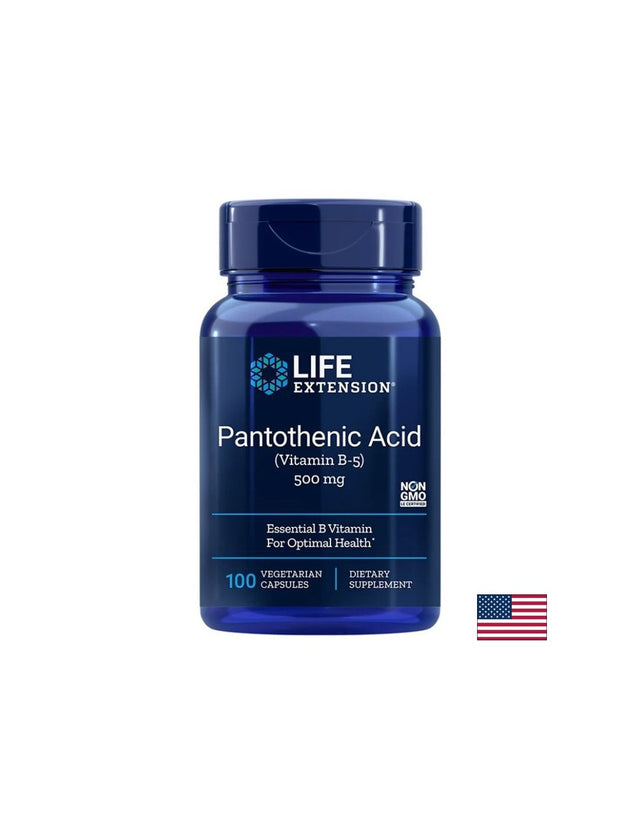 Пантотенова киселина (витамин В5) - Pantothenic Acid Vitamin B5, 500 mg x 100 V капсули - Feel You