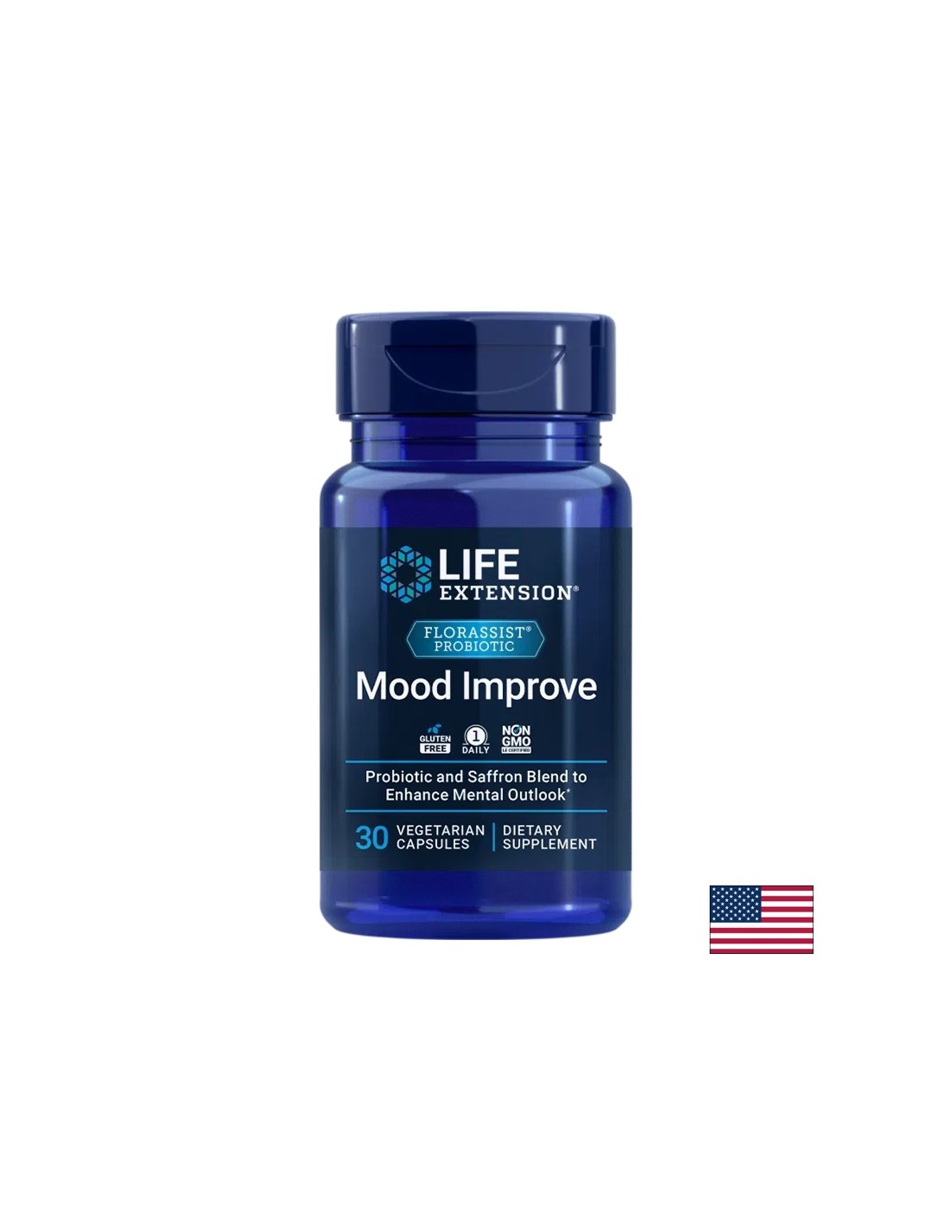 Probiotic "Good Mood" Florassist® (3 billion active probiotics + saffron), 30 capsules