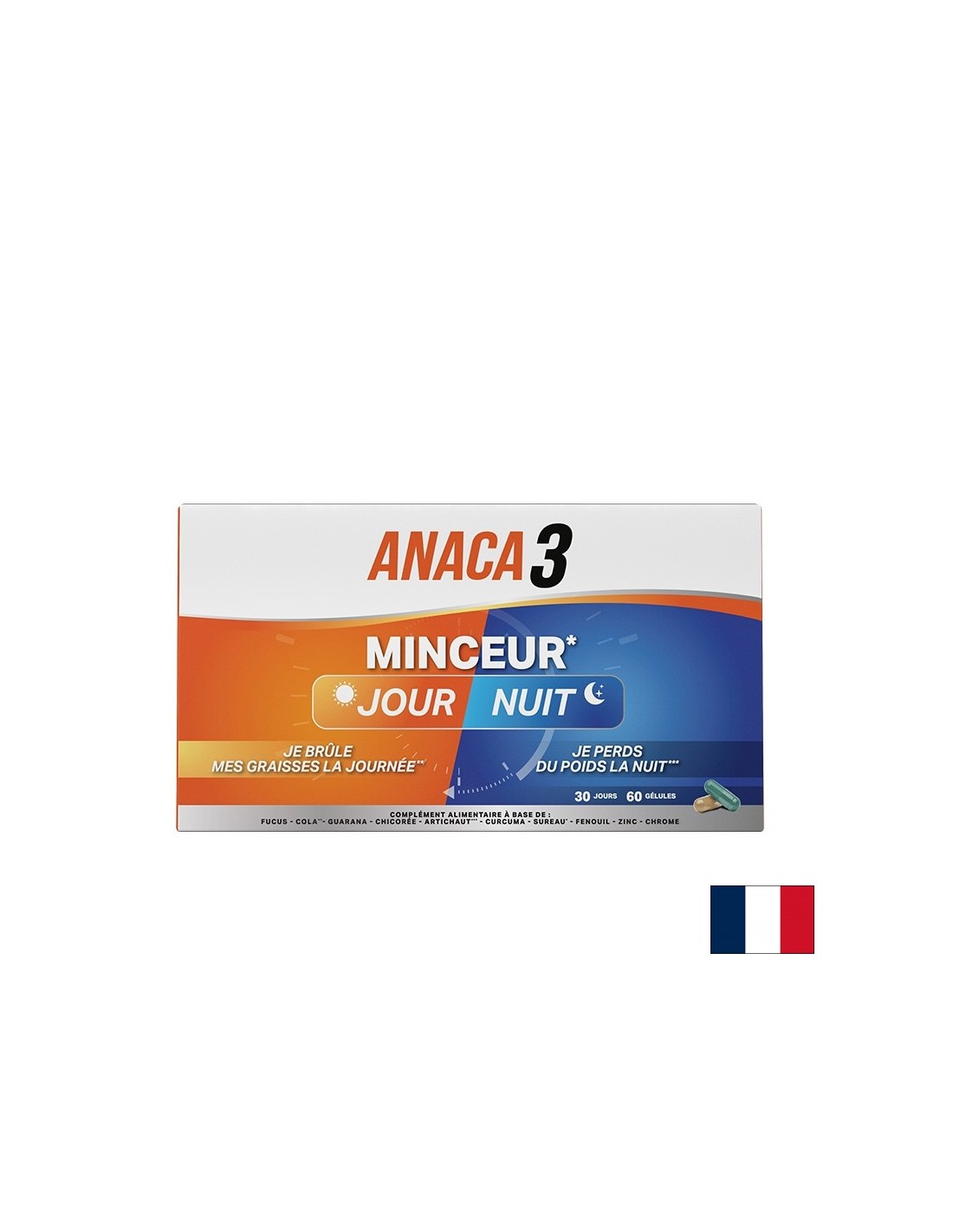 Anaka3 "Day and Night" Weight Loss Program - With herbs, fucus, chromium and zinc, 60 capsules