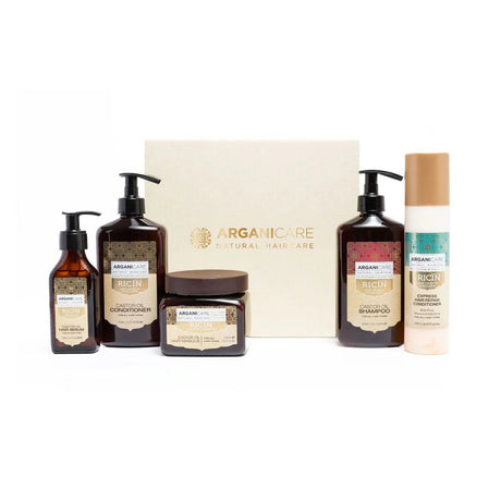Set Arganicare: Ricin, Hair Shampoo, For Growth Stimulation, 400 ml + Honey, Hair Serum, Hydrating & Strengthening, 100 ml + Ricin, Hair Conditioner, For Growth Stimulation, 400 ml + Ricin, Hair Treatment Cream Mask, For Growth Stimulation, 500 ml + Ri... - Feel You