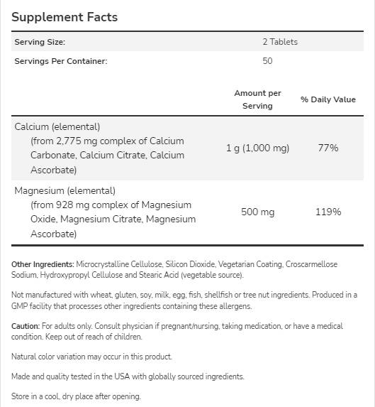 Calcium & Magnesium 2:1 - 250 Таблетки - Feel You
