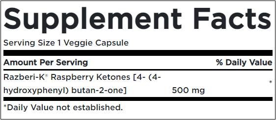 Razberi-K 500 mg / Maximum Strength Raspberry Ketones - 60 капсули - Feel You