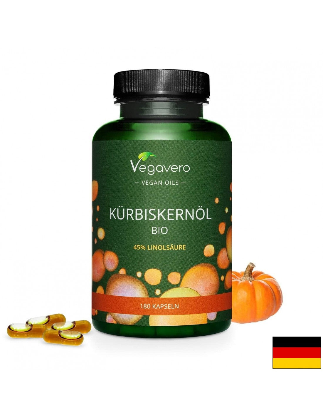 Кürbiskernöl Bio/ Масло от био тиквено семе, 180 капсули, 100% Vegan Vegavero - Feel You