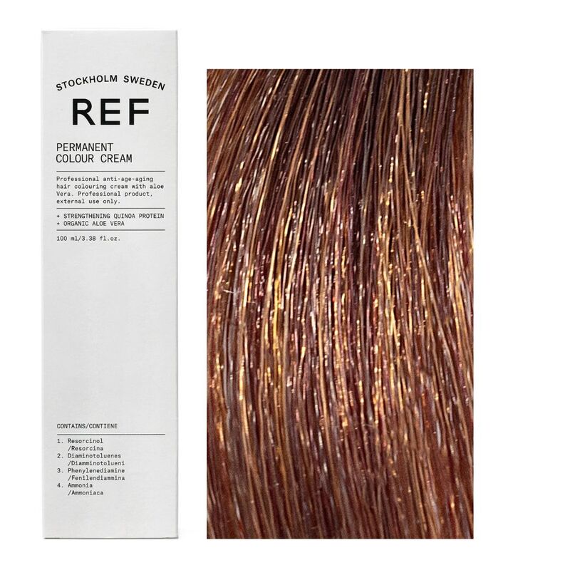 Ref Stockholm, Permanent Colour, Веган, Трайна боя за коса, 7.53 Mahogany Golden Blonde, 100 мл