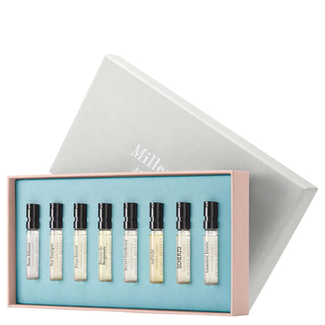 Discovery Set Miller Harris: Scherzo, Eau De Parfum, Unisex, 2 ml *Vial + Rose Silence, Eau De Parfum, For Women, 2 ml *Vial + Coeur De Jardin, Eau De Parfum, For Women, 2 ml *Vial + Tea Tonique, Eau De Parfum, Unisex, 2 ml *Vial + Peau Santal, Eau De ... - Feel You