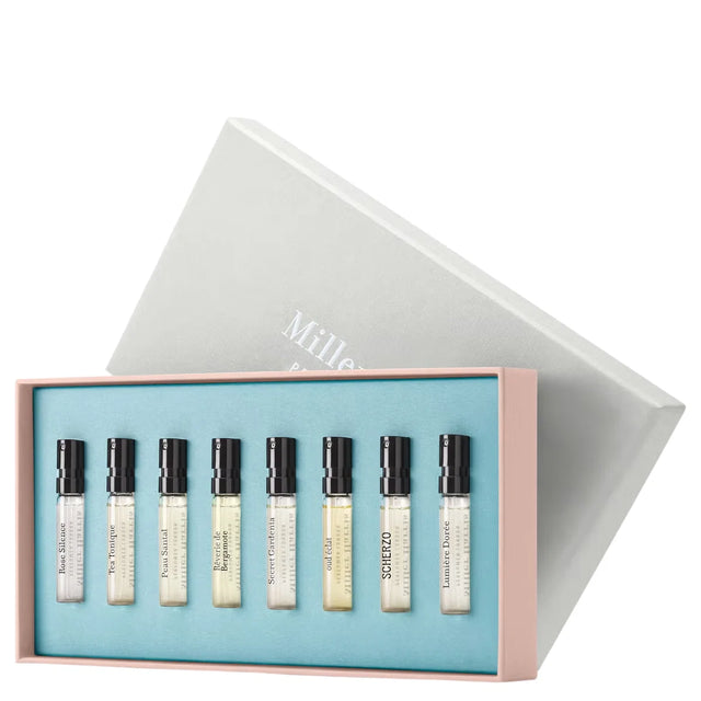 Discovery Set Miller Harris: Scherzo, Eau De Parfum, Unisex, 2 ml *Vial + Rose Silence, Eau De Parfum, For Women, 2 ml *Vial + Coeur De Jardin, Eau De Parfum, For Women, 2 ml *Vial + Tea Tonique, Eau De Parfum, Unisex, 2 ml *Vial + Peau Santal, Eau De ... - Feel You