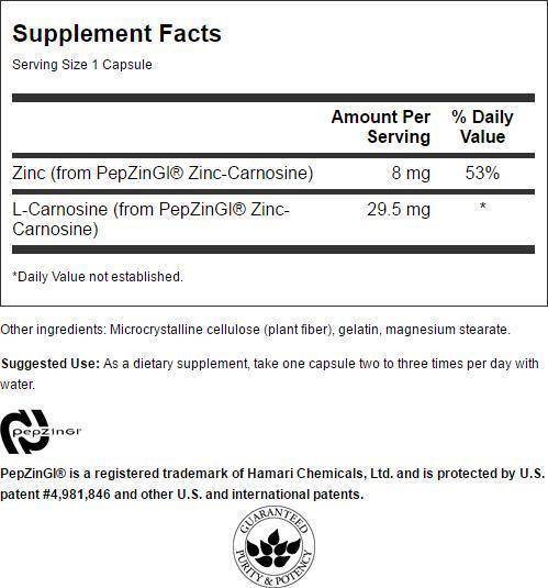 Ultra Zinc Carnosine (PepZin GI) 37.5 mg 60 капсули - Feel You