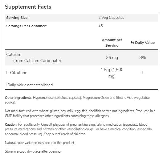 L-Citrulline 750 mg - 90 капсули - Feel You