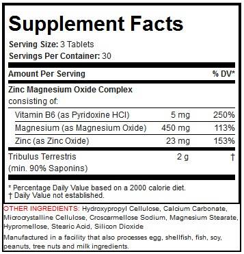 Testo Hardcore | Tribulus + ZMA - 90 Tablets