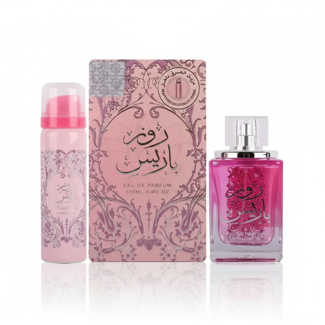Set Ard Al Zaafaran: Rose Paris, Eau De Parfum, For Women, 100 ml + Rose Paris, Protection, Deodorant Spray, For Women, 50 ml