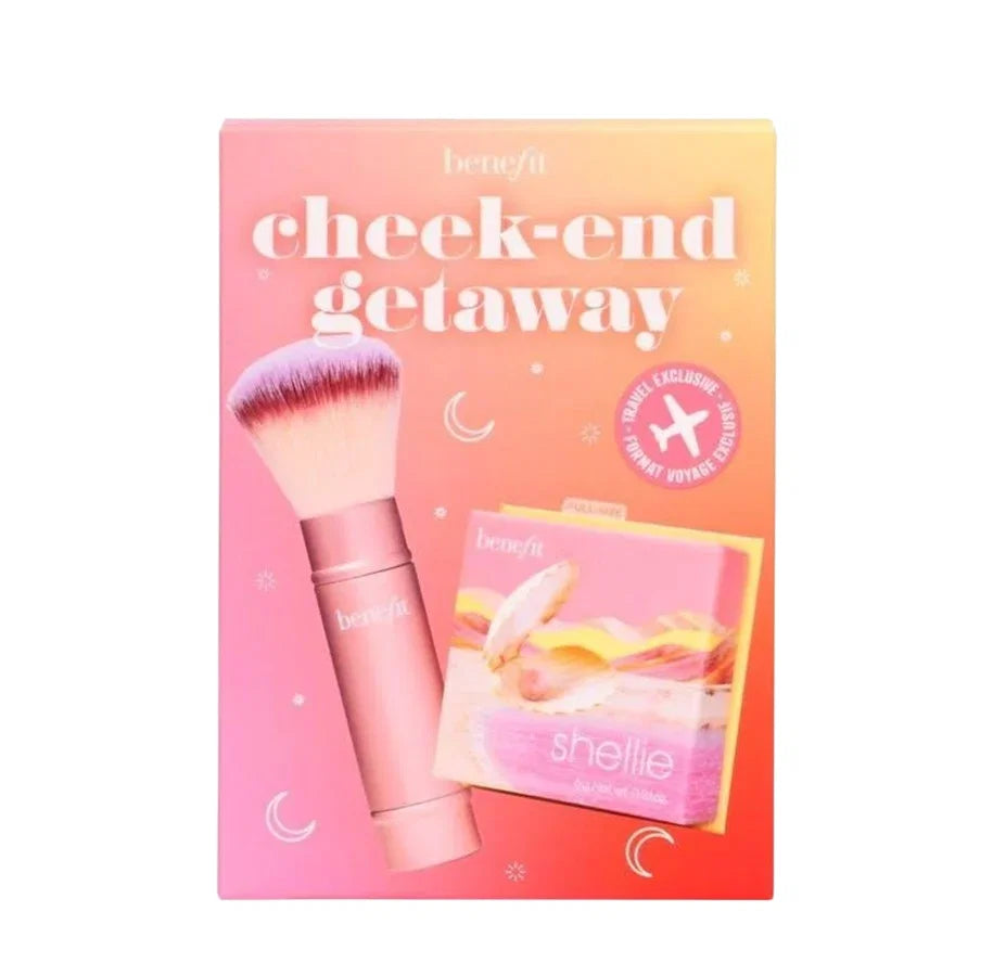 Set Benefit: Shellie, Blush Compact Powder, Warm Seashell-Pink, 6 g + Benefit, Powder Brush