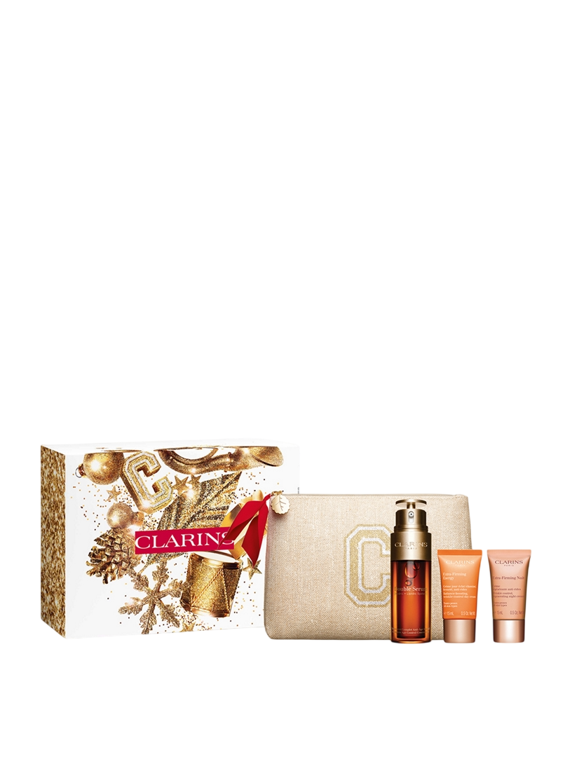 Set Clarins: Double Serum, Anti-Aging, Concentrate, For Face, 50 ml + Extra-Firming Energy, Anti-Wrinkle, Day, Cream, For Face, 15 ml + Double Eye, Anti-Ageing, Eye Serum, 0.9 ml *Sample
