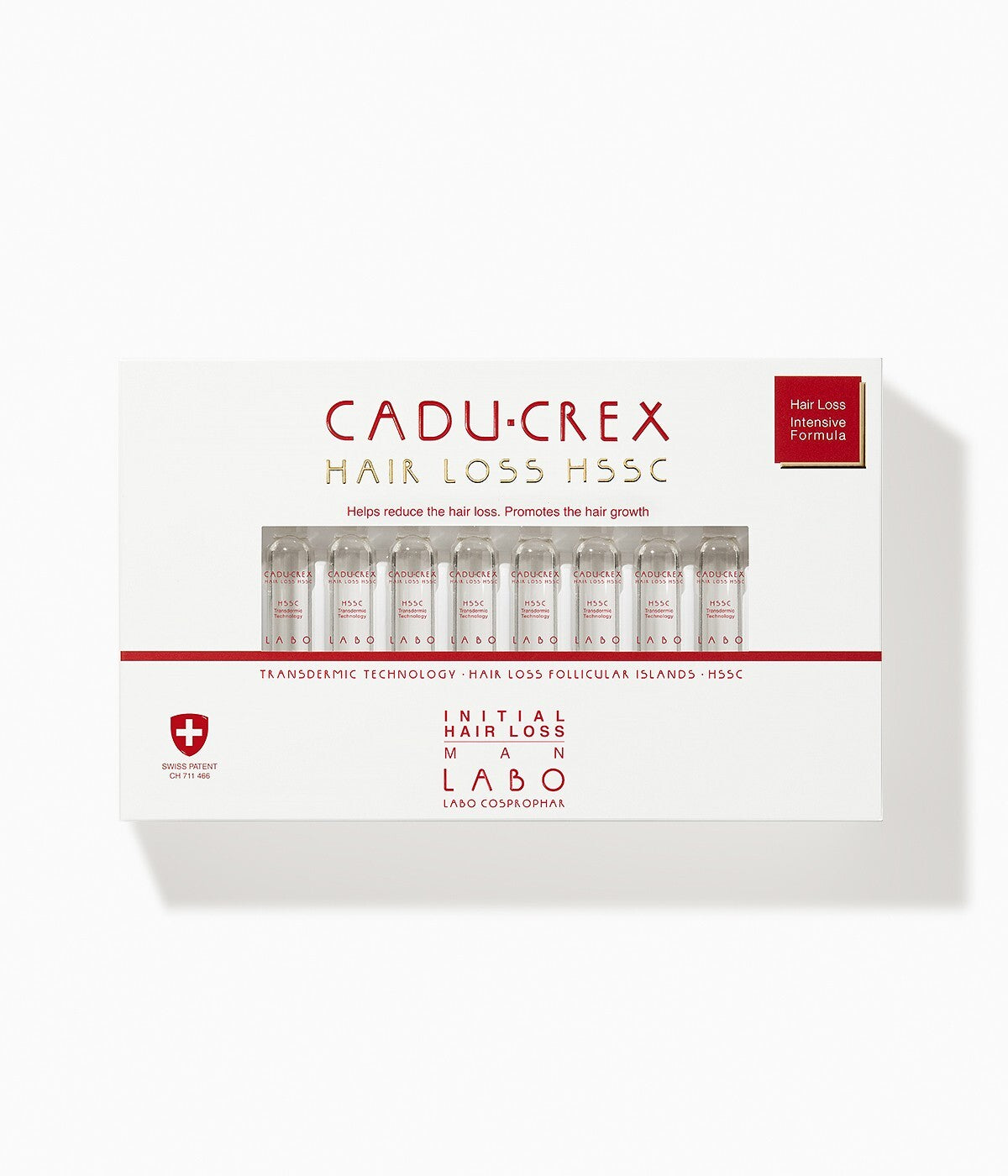 Set, Labo Suisse, Cadu-Crex Initial Stage, Anti-Hair Loss, Ampoules Treatment Serum, For Scalp, For Men, 20 pcs, 3.5 ml