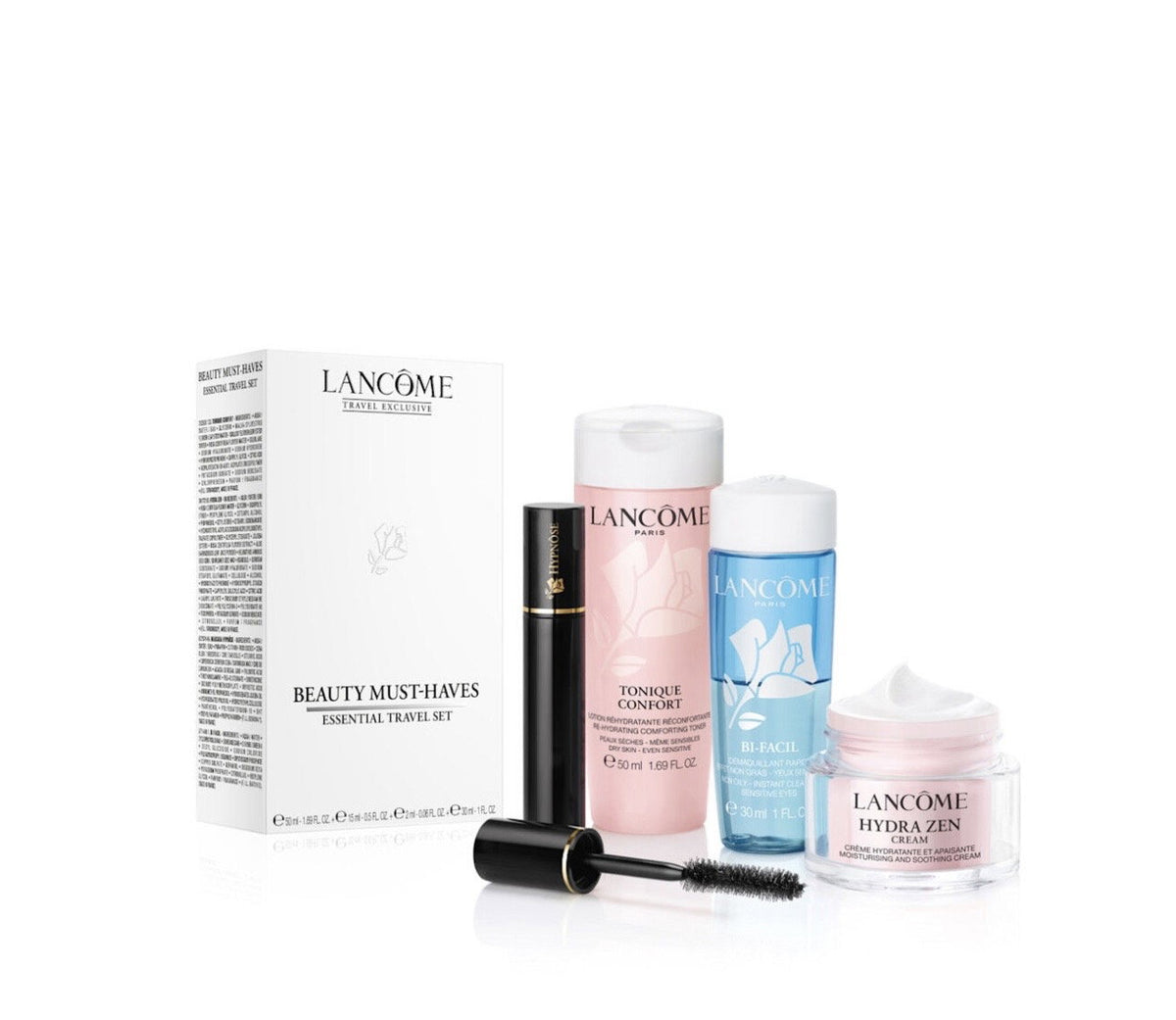 Set Lancome: Hydra Zen, Soothing & Moisturising, Day, Cream, For Face, 15 ml + Tonique Confort, Rehydrating, Tonic Lotion, For Face, 50 ml + Hypnose, Mascara, Black, 2 ml + Bi-Facil, Makeup Remover Lotion, 30 ml